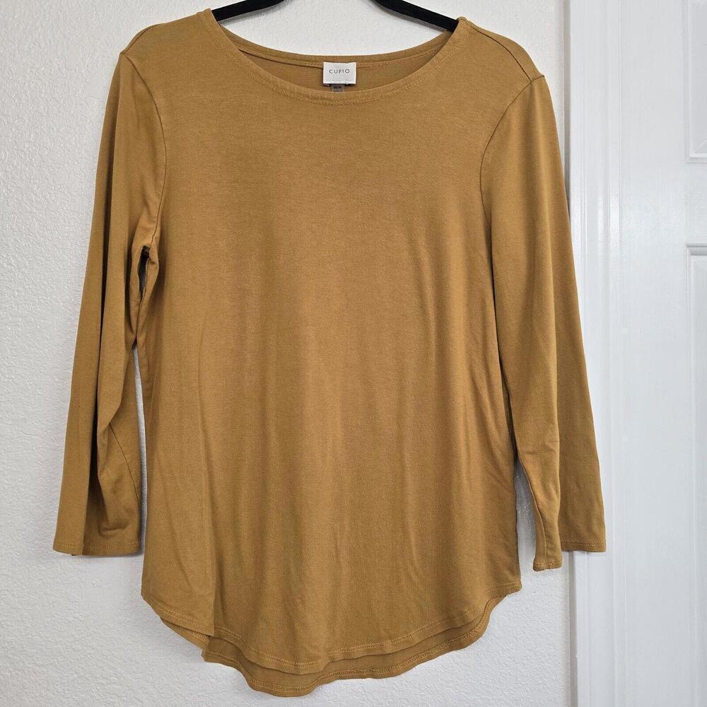 Cupio Momen's Mustard Yellow 3/4 Sleeve Tunic Top Size Medium